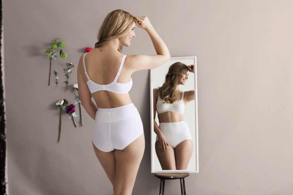 White compression panty from Anita maternity to help regain shape and support the scary tissue after giving birth
