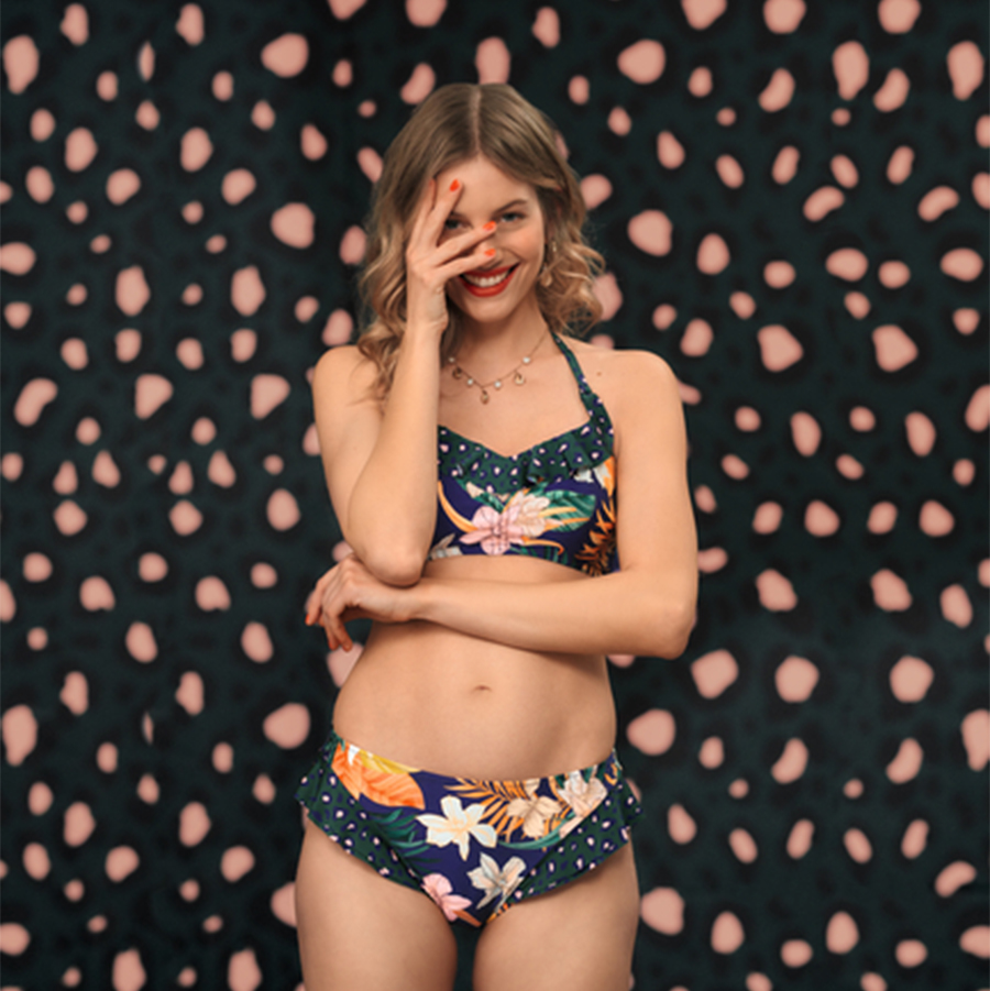 Adolescent Fille Motif Fluide Bikini Avec Cache-Maillot Set, Mode en ligne